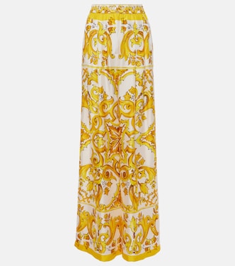 Pantalon ample Majolica en soie | Dolce&Gabbana