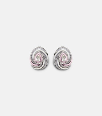 Orecchini Oceane in oro bianco 18kt con smalto e diamanti | Kamyen