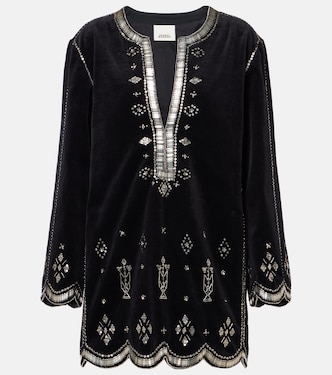 Verziertes Minikleid Helene aus Baumwollsamt | Isabel Marant