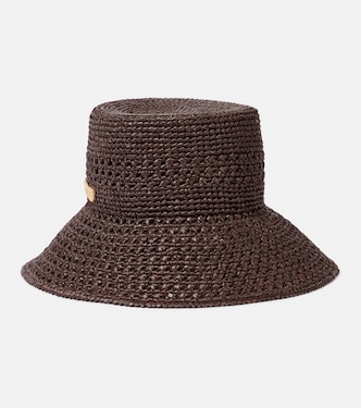 Logo raffia-effect bucket hat | Miu Miu
