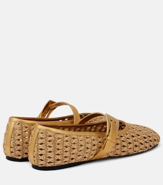 Sveva woven leather-trimmed ballet flats | Paris Texas