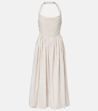 Abito midi in cotone a righe con scollo all’americana | Markarian