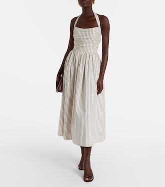 Halterneck striped cotton midi dress | Markarian