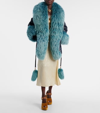 Shearling-trimmed leather coat | Chloé