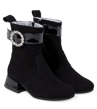 Ankle Boots aus Veloursleder mit Kristallen | Monnalisa