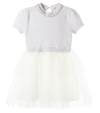 Embellished knitted tulle dress | Self-Portrait Kids