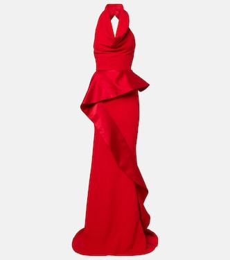 Provocateur halterneck peplum satin gown | Maticevski