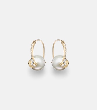 14kt gold (585/1000) earrings with pearls and diamonds | Sydney Evan
