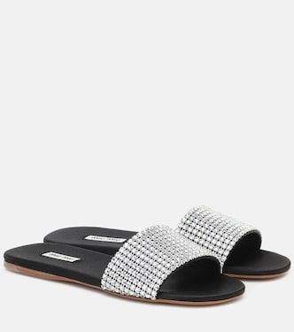 Embellished satin slides | Miu Miu