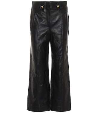 Pantalon raccourci Agee à taille haute en cuir | Veronica Beard