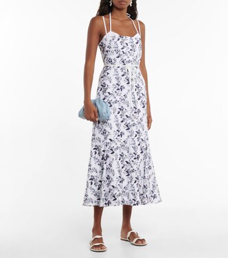 Vestido midi Otto de lino bordado | Erdem