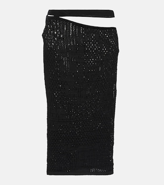 Cutout cotton knit midi skirt | Roberta Einer