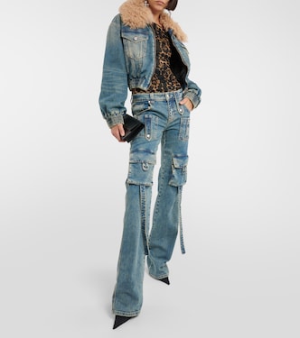 Pantaloni cargo in denim a vita bassa | Blumarine