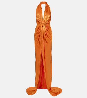 Colette gathered halterneck silk gown | Costarellos