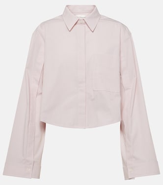 Cropped cotton-blend shirt | Victoria Beckham