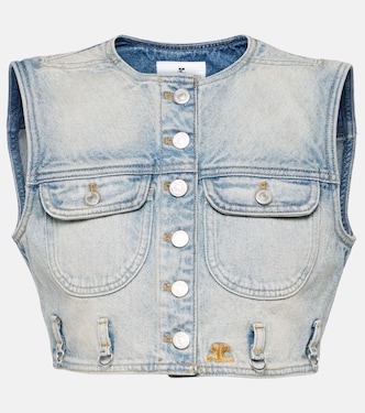 Veste sans manches raccourcie en jean | Courrèges