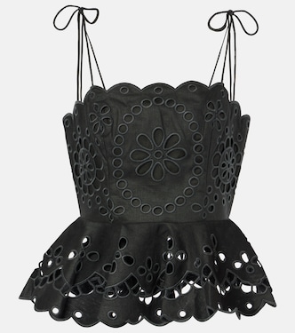 Pop embroidered linen top | Zimmermann