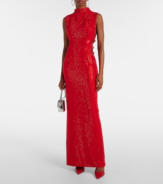 Embellished cutout crêpe gown | Self-Portrait