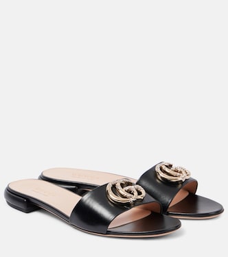 GG Crystal leather slides | Gucci