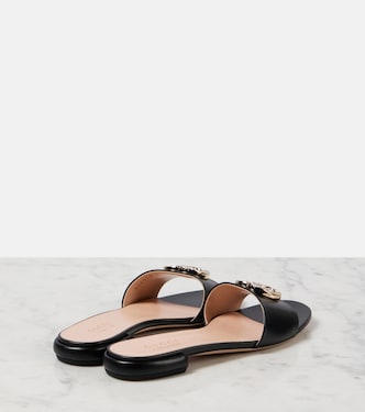 GG Crystal leather slides | Gucci
