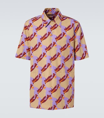 Printed cotton poplin bowling shirt | Gucci