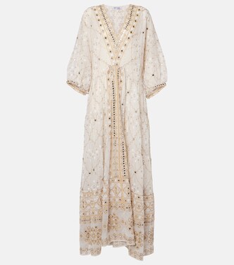 Printed embroidered cotton beach cover-up | Juliet Dunn