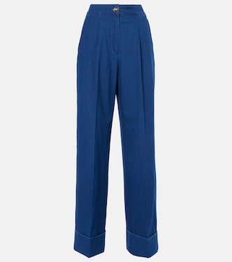 High-rise pleated wide-leg jeans | Valentino
