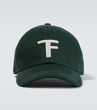 TF embroidered leather-trimmed baseball cap | Tom Ford
