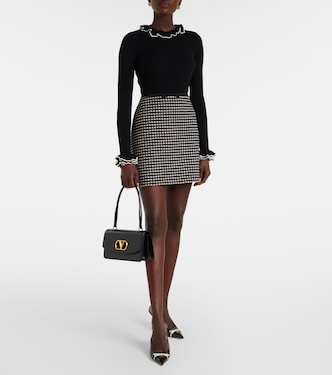 Mini-jupe en laine et cachemire à carreaux | Valentino