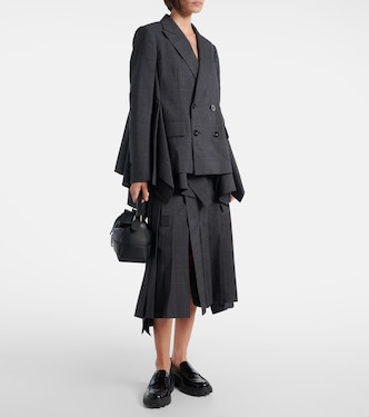 Prince of Wales check wool midi skirt | Sacai