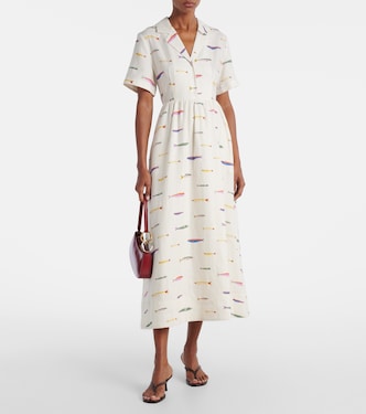 Vestido camisero Meryl de lino estampado | Staud