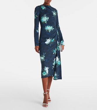 Floral draped cady midi dress | Erdem