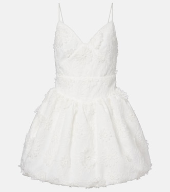 Floral-appliqué organza minidress | Self-Portrait