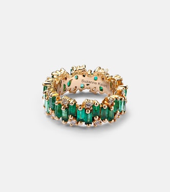Ring aus 18kt Gelbgold mit Diamanten und Smaragden | Suzanne Kalan