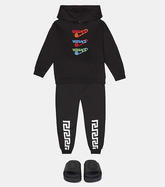 Safety Pin embroidered cotton hoodie | Versace Kids