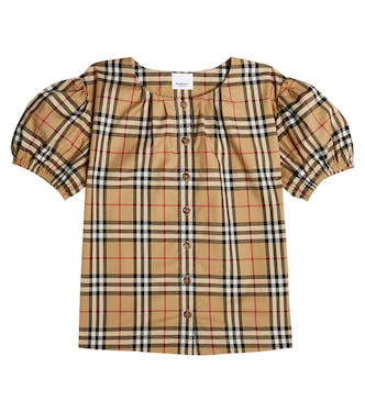 Blusa en mezcla de algodón con Burberry Check | Burberry Kids