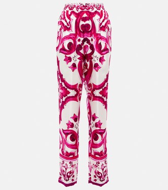 Pantalon droit imprimé en soie | Dolce&Gabbana