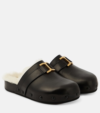 Slippers Marcie de piel y borrego | Chloé