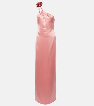 Robe longue asymétrique en soie à fleurs | Magda Butrym