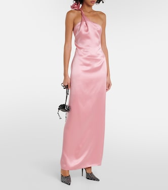 Robe longue asymétrique en soie à fleurs | Magda Butrym