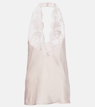 Top aus Seiden-Charmeuse mit Spitze | Saint Laurent