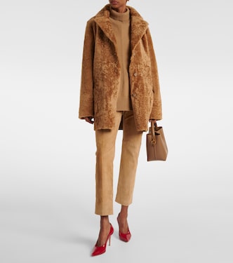 Pantaloni regular Coleman in suede | Joseph