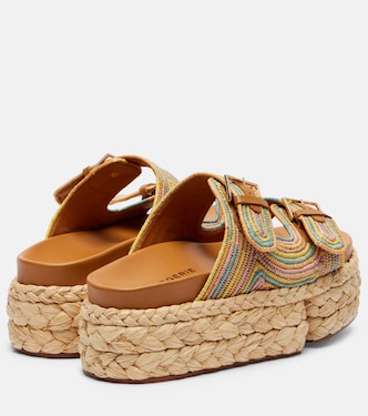 Quinie raffia platform slides | Clergerie