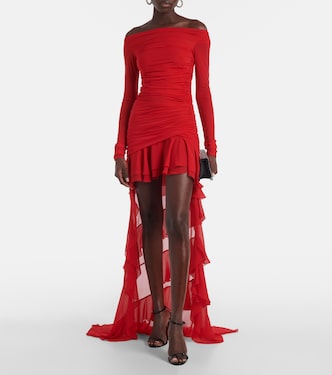 Vestido largo asimétrico con volantes | Blumarine