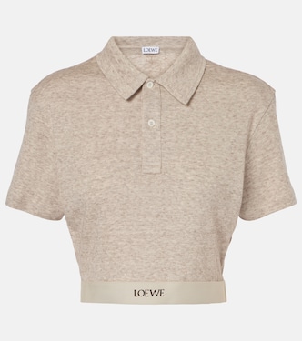 Top cropped in cotone e lana con logo | Loewe