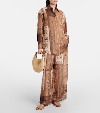 Camisa Lucky de satén de seda estampada | Zimmermann