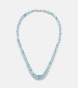 18k white gold necklace with aquamarines  | Ileana Makri