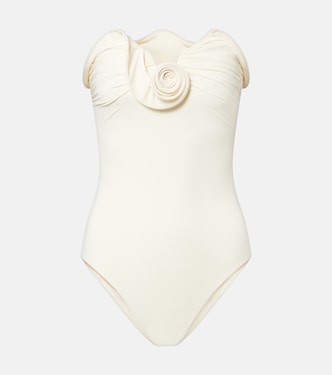Floral-appliqué strapless swimsuit | Magda Butrym