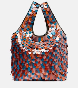March Large leather-trimmed sequined tote bag | Dries Van Noten