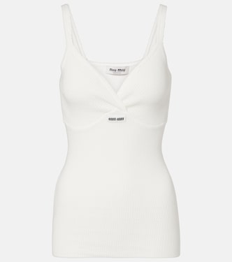 Lace-trimmed cotton top | Miu Miu